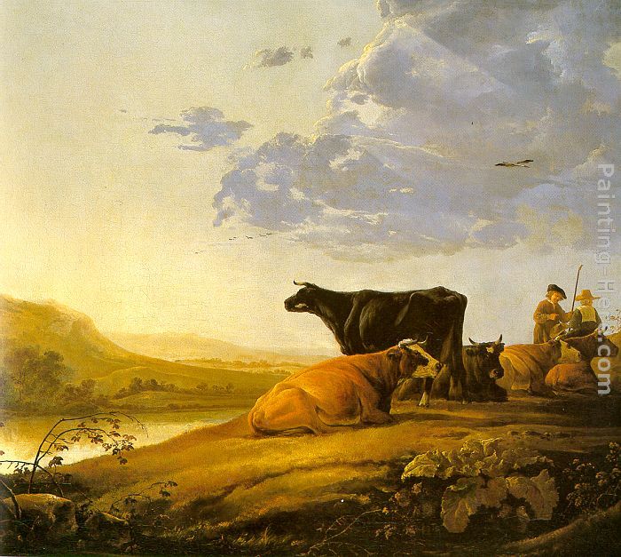 Young Herdsman with Cows painting - Aelbert Cuyp Young Herdsman with Cows art painting